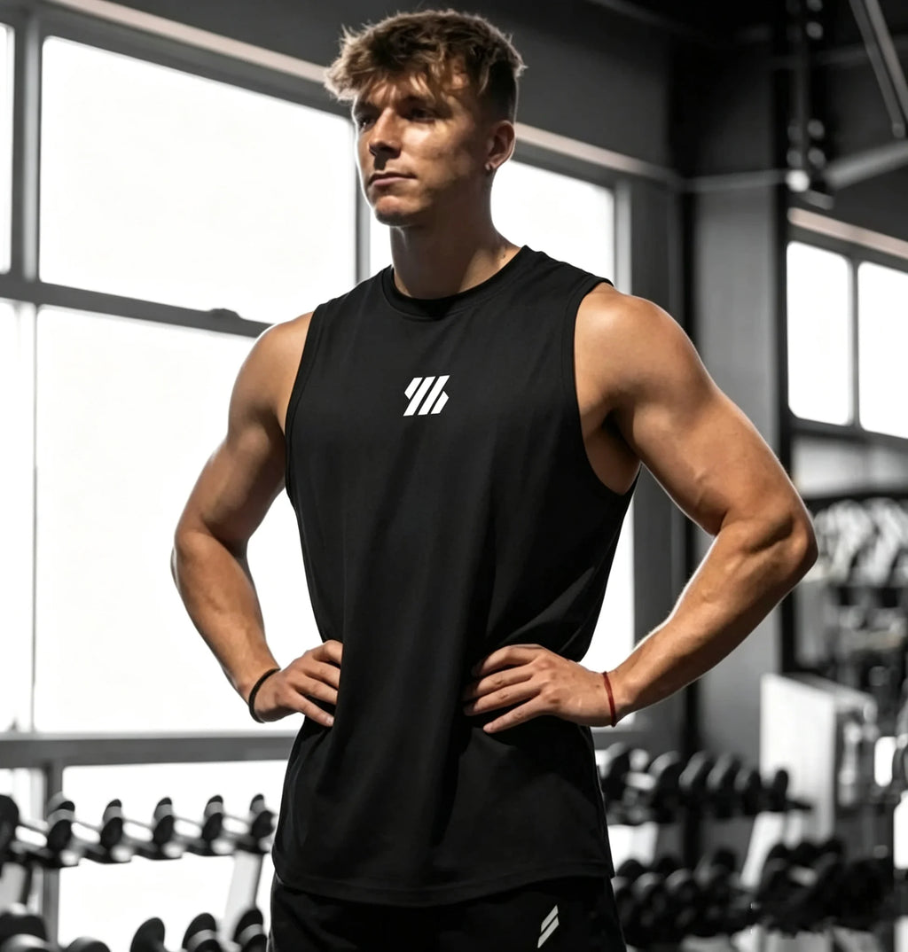Sleeveless T-shirt Men Quick-drying Fitness Bodybuilding Shirt Male Fashion Basketball Vest Mesh Breathable Summer Gym Tank Men