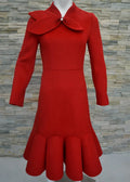 tailor shop light red wool dress Retro Slim  female light luxury dress Semi-Formal Dresses