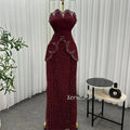 Customized Jersey Sparkle Rhinestone Strapless Lace-up Long Dresses Bespoke Occasion Women Luxury Evening Elegant Party Wedding