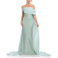 Customized Glitter Evening Dresses Off the Shoulder Train Special Occasion Dress for Women Pleated Mermaid Arabic Dubai Gown