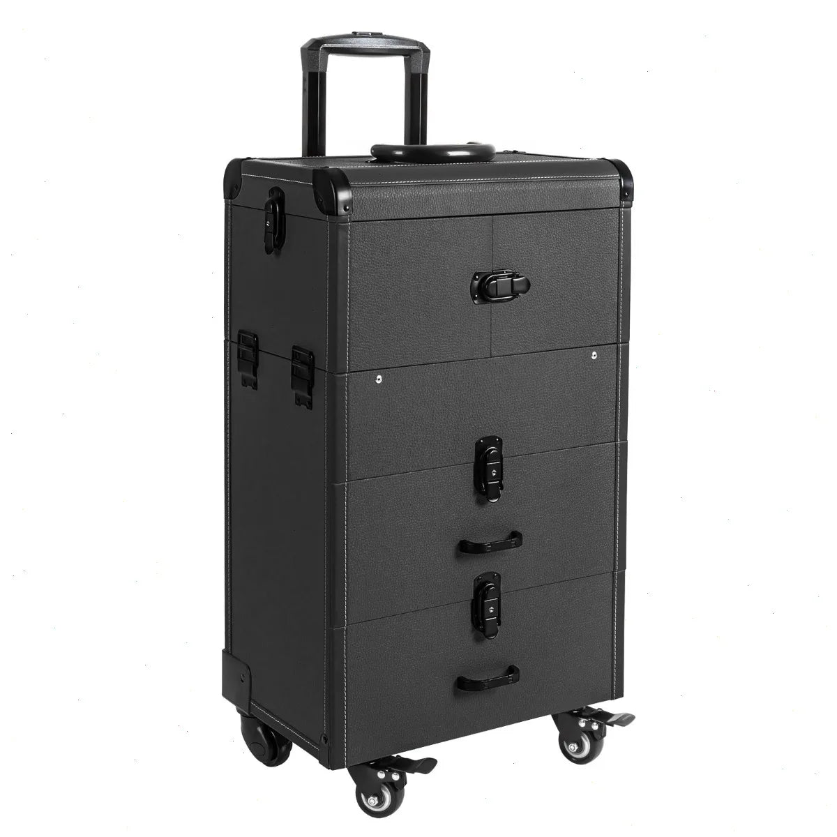 Professional Rolling Makeup Case, Large Capacity Cosmetic Train Case with Wheels & Pull Handle, Mobile Storage Box for Salon