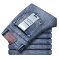 2026 New Business Men's Jeans Casual Straight Stretch Fashion Classic Blue Black Work Denim Pant Trousers Male  Clothing