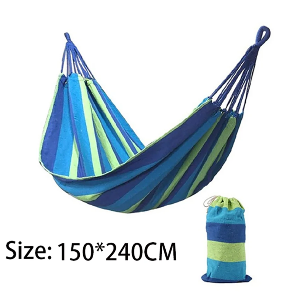 Double Hammock 2 Person Canvas Cotton Hammock with Tree Straps for Patio Garden Backyard Outdoor and Indoor (Red, Blue)