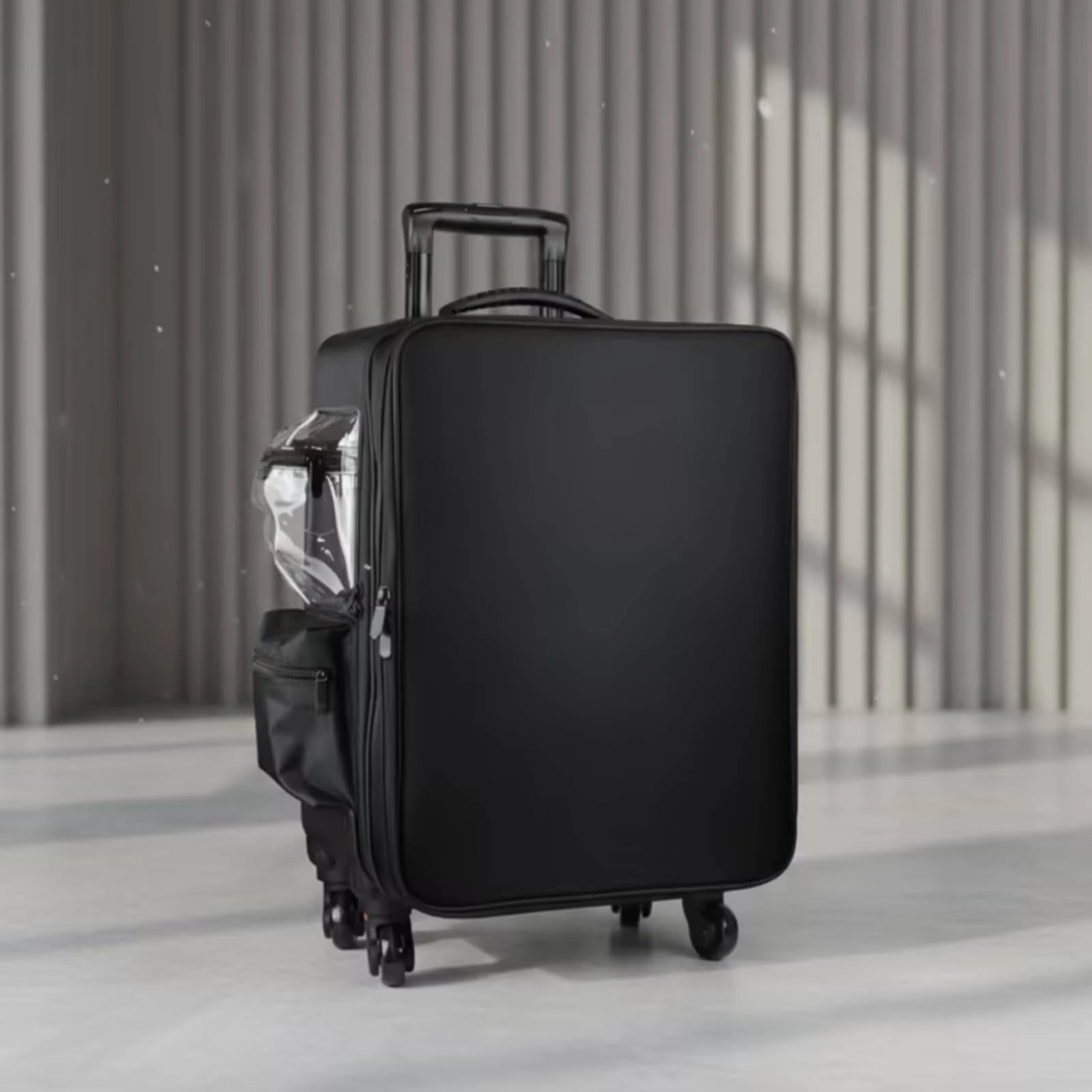 Makeup Case with Rotating Wheels Wheeled Resekosmetikväska Rolling Organizer with Dividers Telescoping Rolling Makeup Case