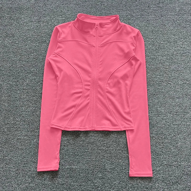 Women Sport Jacket Long Sleeve Shirt Workout Coat Gym Training Clothing Yoga Sportswear