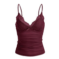 Sexy Contrast Lace Bow Front Crop Cami Top Women 2026 Summer Grunge Punk Y2K Clothes Ruched Skinny Backless Tee Shirt