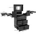 Professional Rolling Makeup Case, Large Capacity Cosmetic Train Case with Wheels & Pull Handle, Mobile Storage Box for Salon