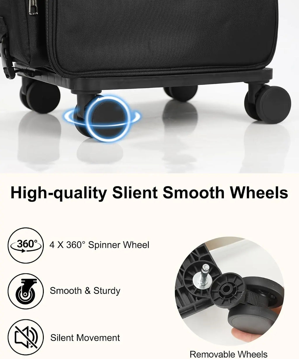 Rolling Makeup Case Hair Tools Travel Bag Cosmetology Case on Wheels with 6 Clear Bags, Professional Hairstylist