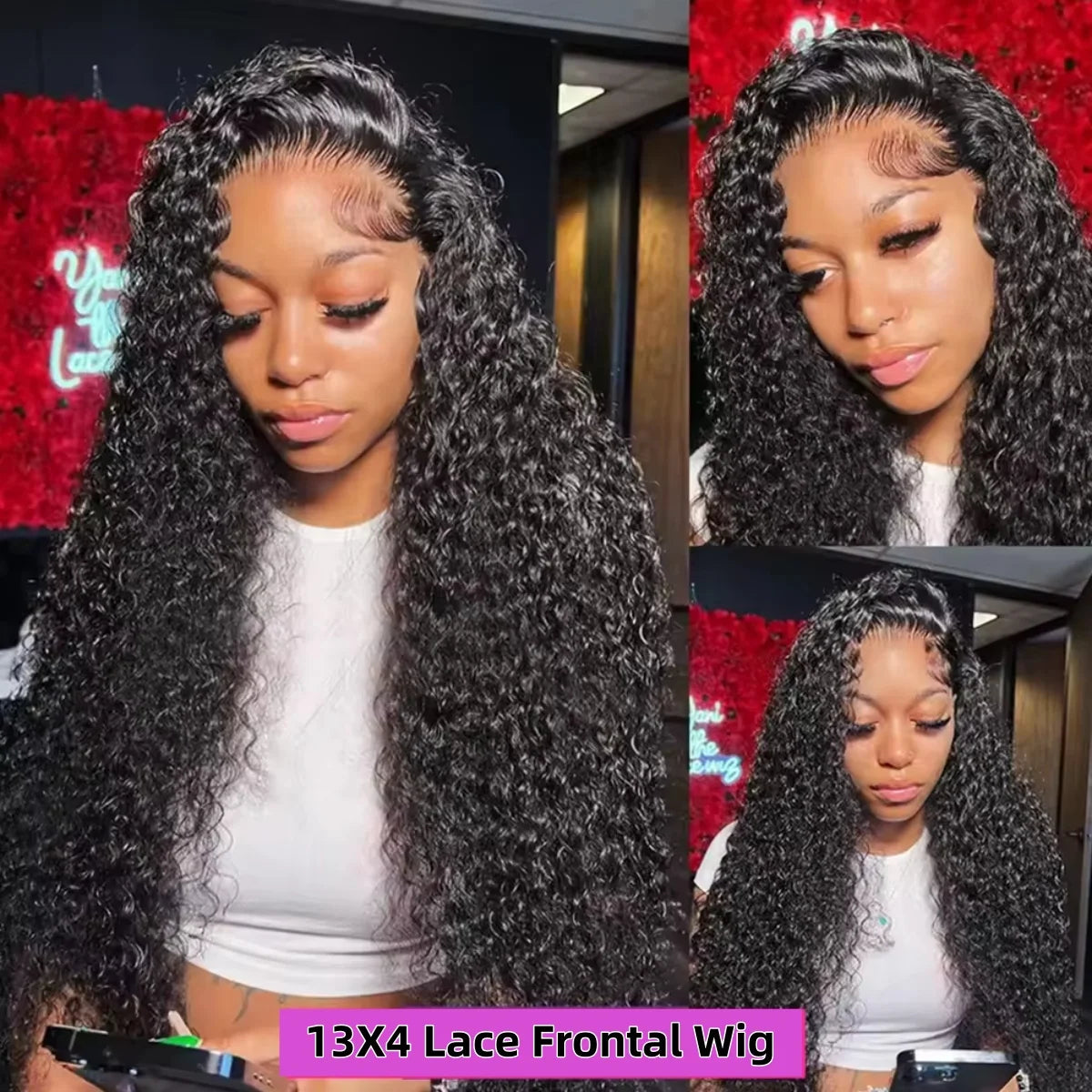 13x6 Glueless 250 Density Brazilian Deep Wave Curly HD Lace Frontal Human Hair Wig For Women Preplucked Best Hair Water Wig
