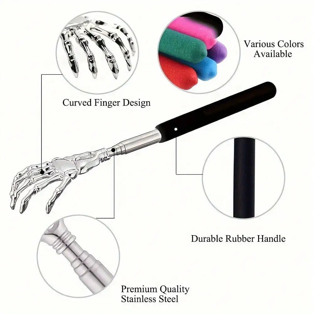 1PC random color Extendable Back Scratcher, Stainless Steel Portable Telescopic Rubber Handle Back Scratchers For Thanksgiving