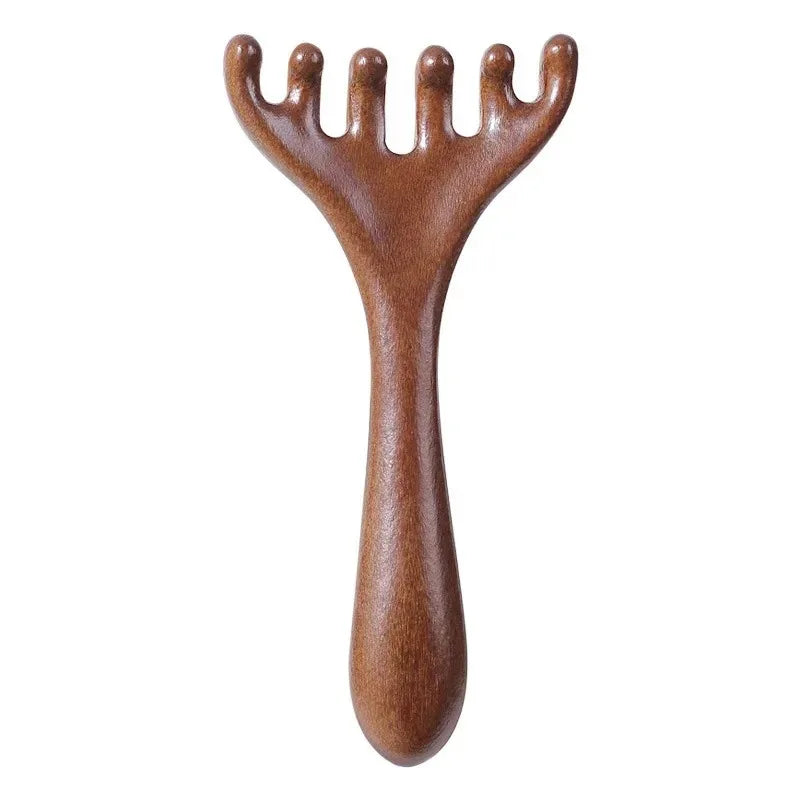 Lymphatic Contour Face Brush & Wooden Meridian Massage Comb Anti-static 6-Claw,Jawline Sculpting,Drainage Massager for Face&Head