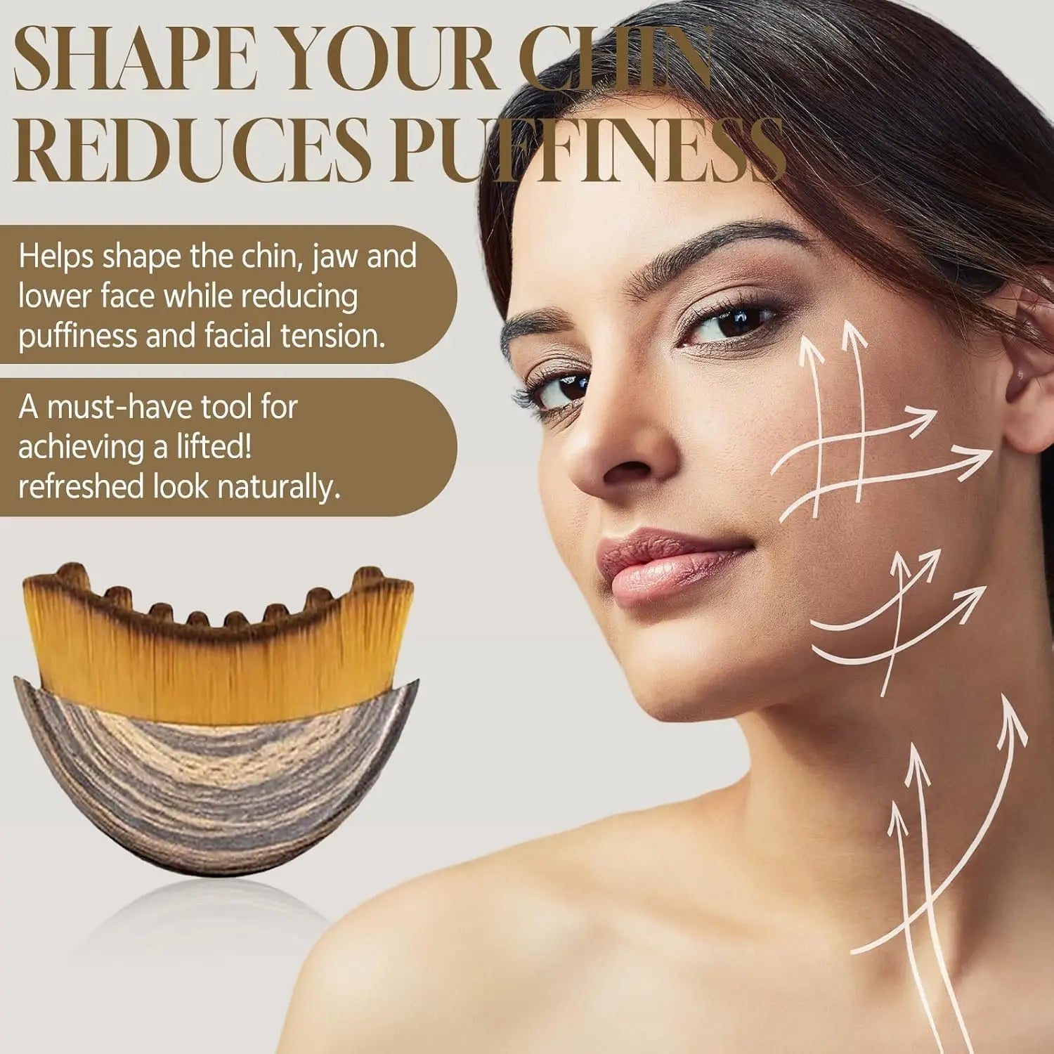 Lymphatic Contour Face Brush & Wooden Meridian Massage Comb Anti-static 6-Claw,Jawline Sculpting,Drainage Massager for Face&Head