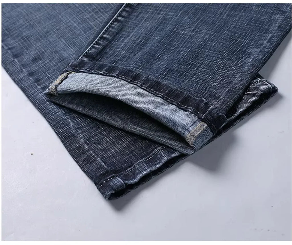 2026 New Business Men's Jeans Casual Straight Stretch Fashion Classic Blue Black Work Denim Pant Trousers Male  Clothing