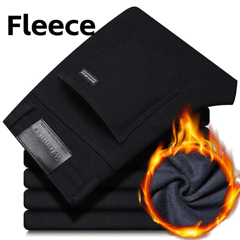 2026 New Business Men's Jeans Casual Straight Stretch Fashion Classic Blue Black Work Denim Pant Trousers Male  Clothing