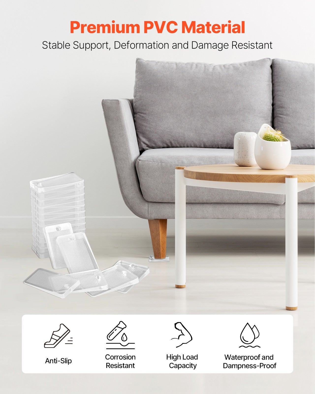 VEVOR Plastic Clear Wobble Wedges Furniture Leveling Shims for Tables & Chairs