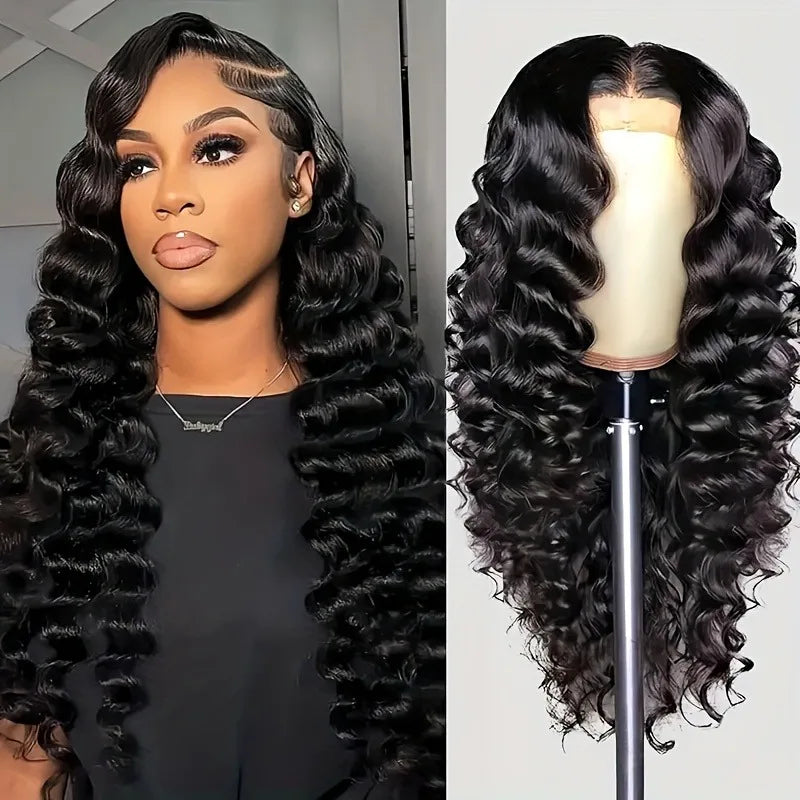 Glueless Burmese Curly Human Hair Wig Ready to Wear 13x4 Deep Wave Curly Lace Front Human Hair Wigs For Woman on Clearance Sale for Women Ready to Wear On Clearance Sale Pre Plucked Wig Party Work Daily Life