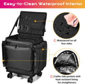 Soft Sided Rolling Makeup Train Case Travel Backpack For Hair Stylist Tools Curling Iron Straightener Salon Barber Shop, Black