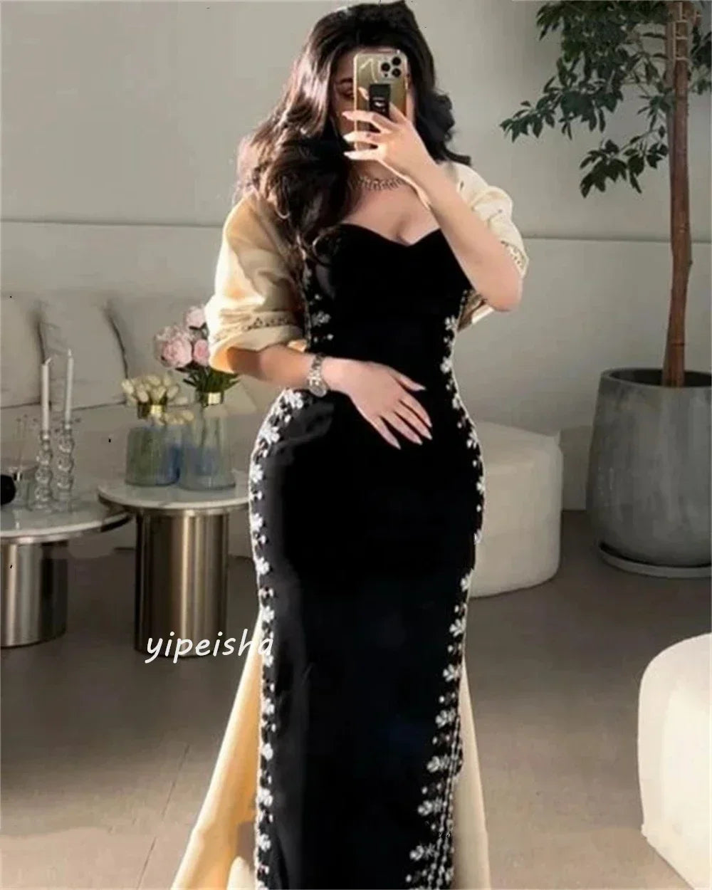 Customized Sparkle Exquisite Evening Jersey Sequined Ruched Clubbing A-line High Quality Occasion Formal Party Dress for Women