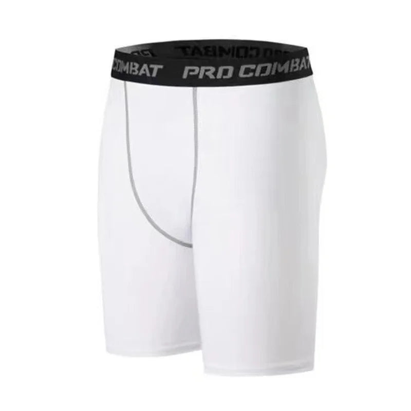 Mens Gym Shorts with Pockets Workout Compression Leggings for Men Polyester Boxer Briefs Running Basketball Athletic Tights