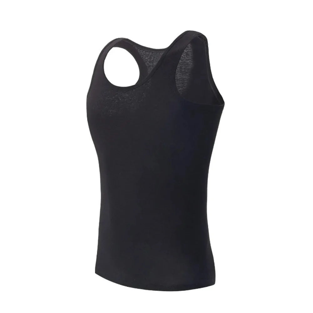 1 Pack Four Seasons Men's Cotton Joker Vest Teenagers Simple Fit Sports Fitness T-shirt Middle-aged Casual Sleeveless Shirt