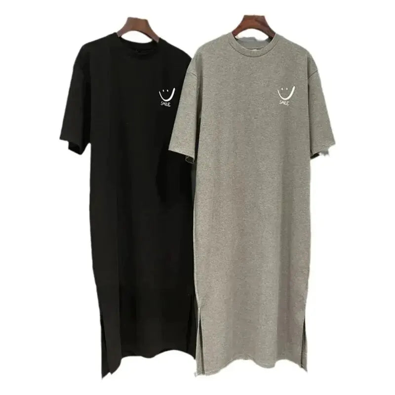Women's Summer Loose T-shirt Dress Mid-Length Short Sleeve Casual Fashion Over-Knee Casual Dress