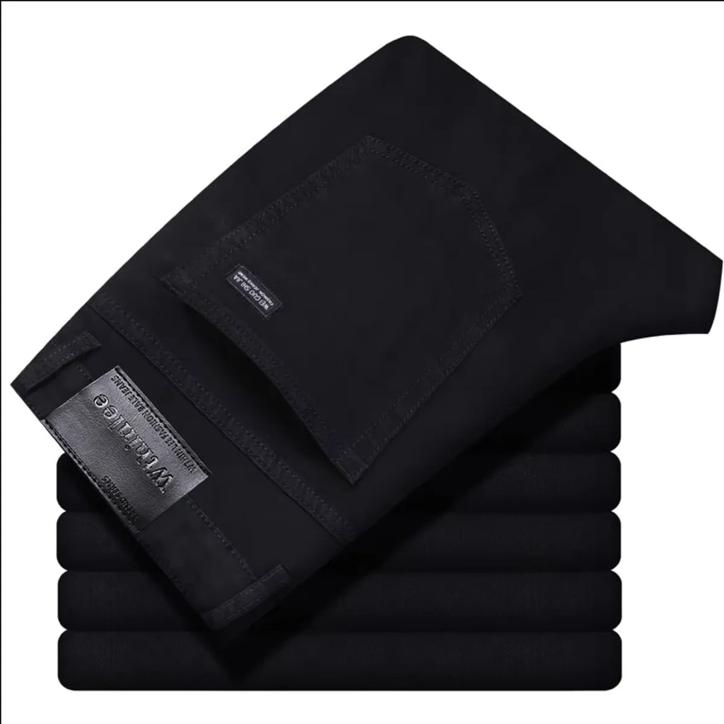 2026 New Business Men's Jeans Casual Straight Stretch Fashion Classic Blue Black Work Denim Pant Trousers Male  Clothing