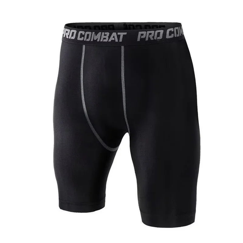Mens Gym Shorts with Pockets Workout Compression Leggings for Men Polyester Boxer Briefs Running Basketball Athletic Tights